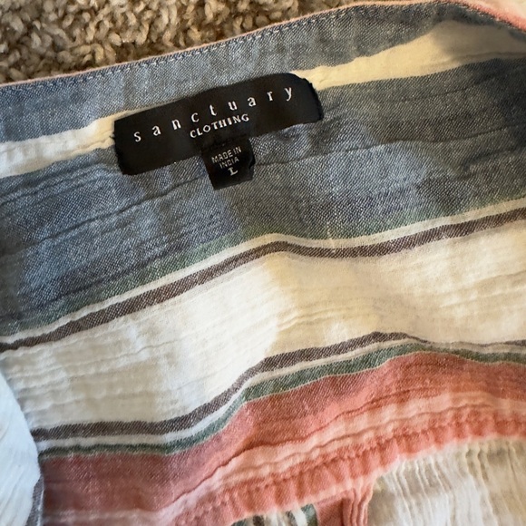 Sanctuary Multicolor Striped Button-Down Shirt Size Large - RTL $89 - Picture 2 of 8